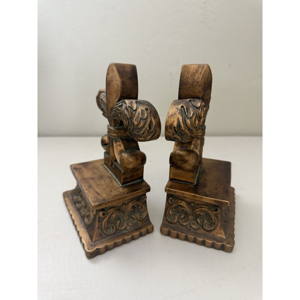 Vintage‎ Fleur-di-lis French Gilded Style Book Ends Resin 7"H
